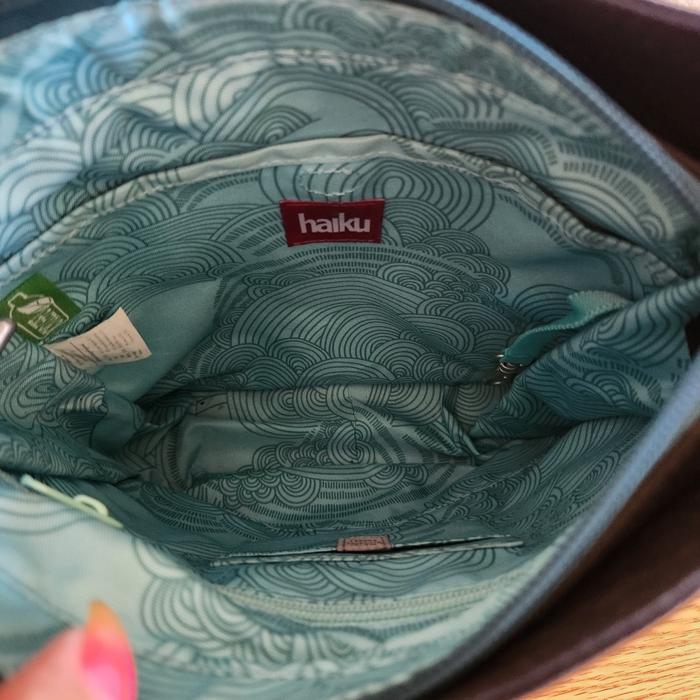 Haiku Black Crossbody Bag with Blue Accent - Picture 10 of 12